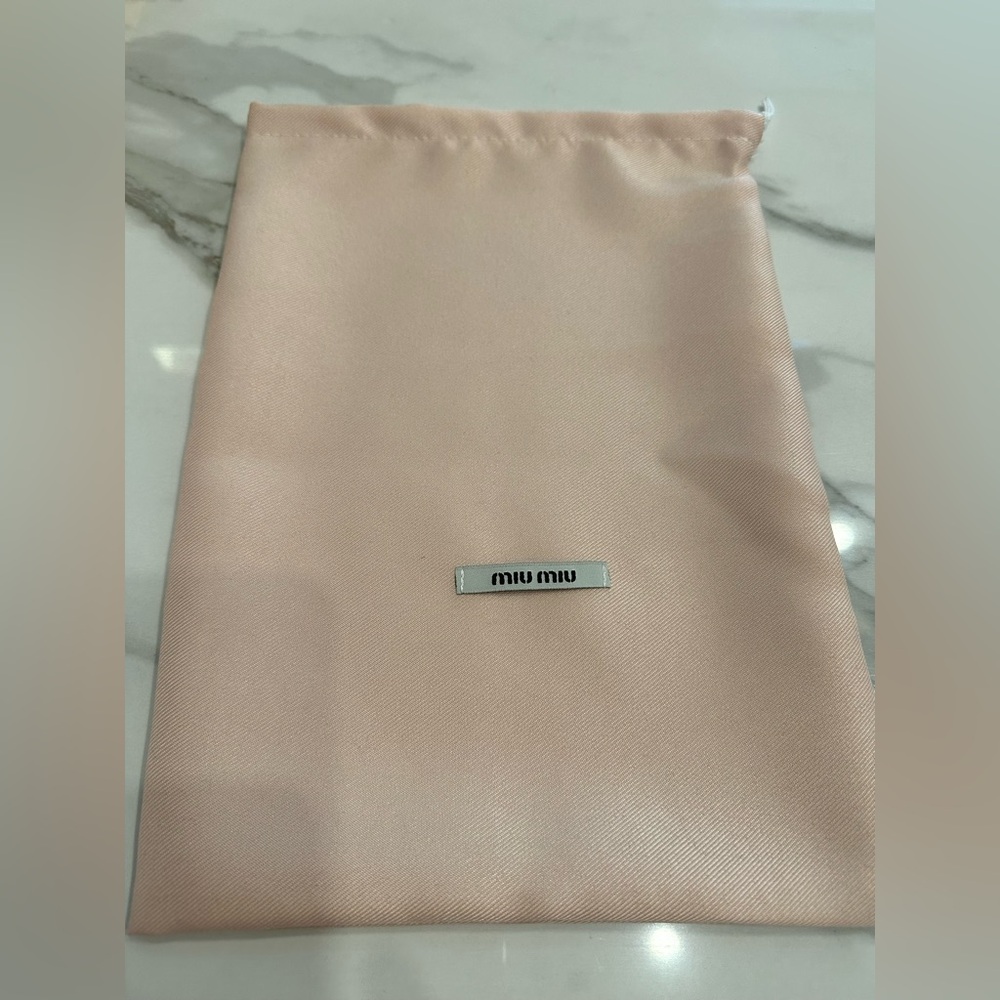 Miu Miu Satin Drawstring Pouch dust bag in Pale Pink